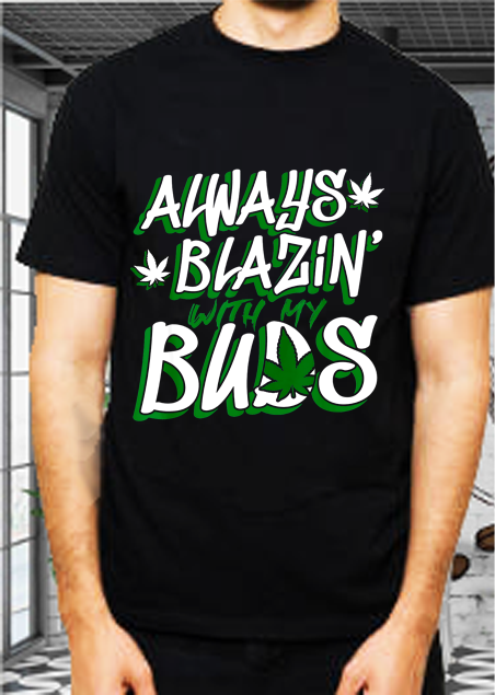 Blaze with buds Gilden Black Soft Tee