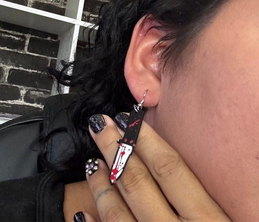 Gothic / Bloody Steak Knife /Halloween / Acrylic Earrings