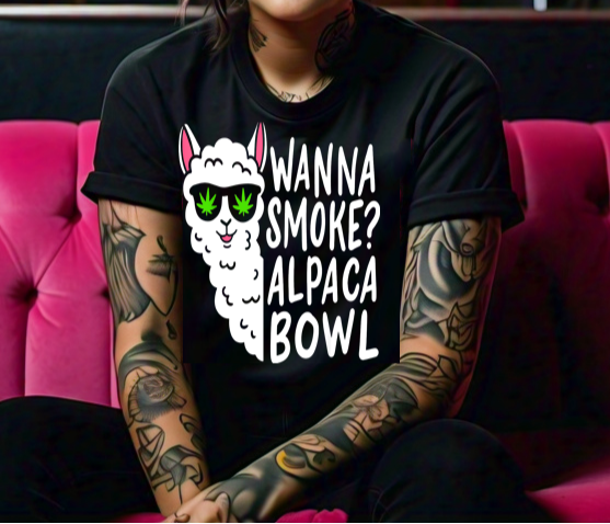 Alpaca smoke a bowl Gilden Black Soft Tee