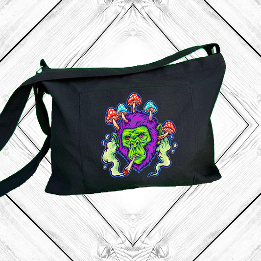 Gorilla zombie Adjustable Strap Zippered Recycled Tote Bag