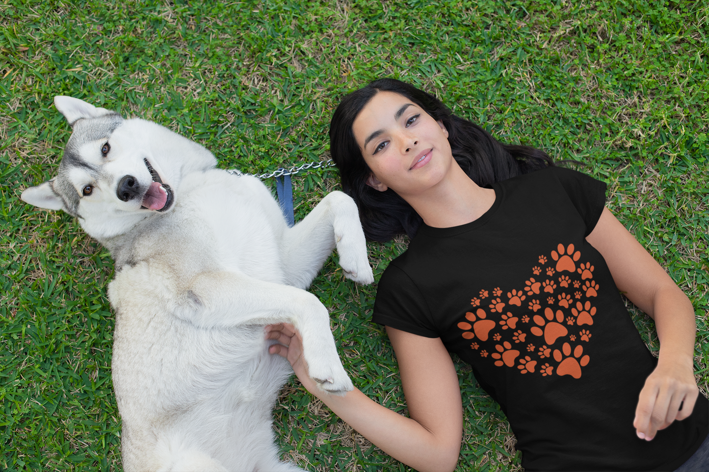 Orange Hearts Dog Paws Super Soft Gilden Tee