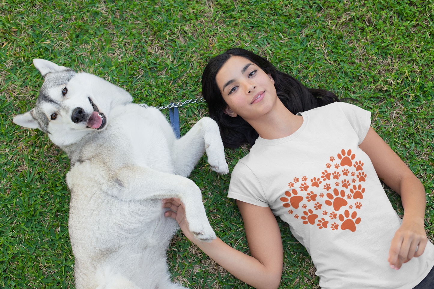 Orange Hearts Dog Paws Super Soft Gilden Tee