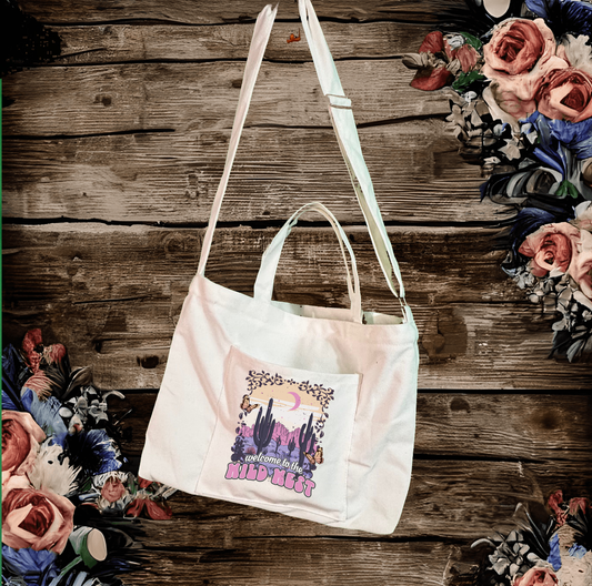 Wild West Adjustable Strap Zippered Recycled Tote Bag